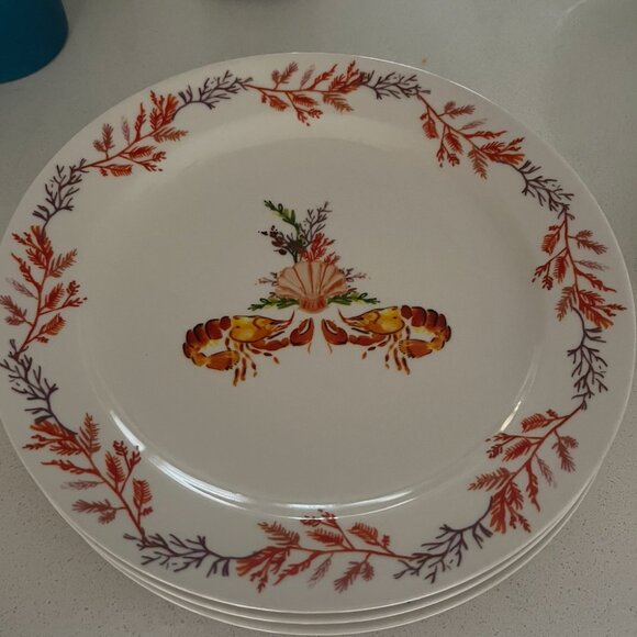 Anthropologie Other - Anthropologie dinner plates - red shrimp + blue crab